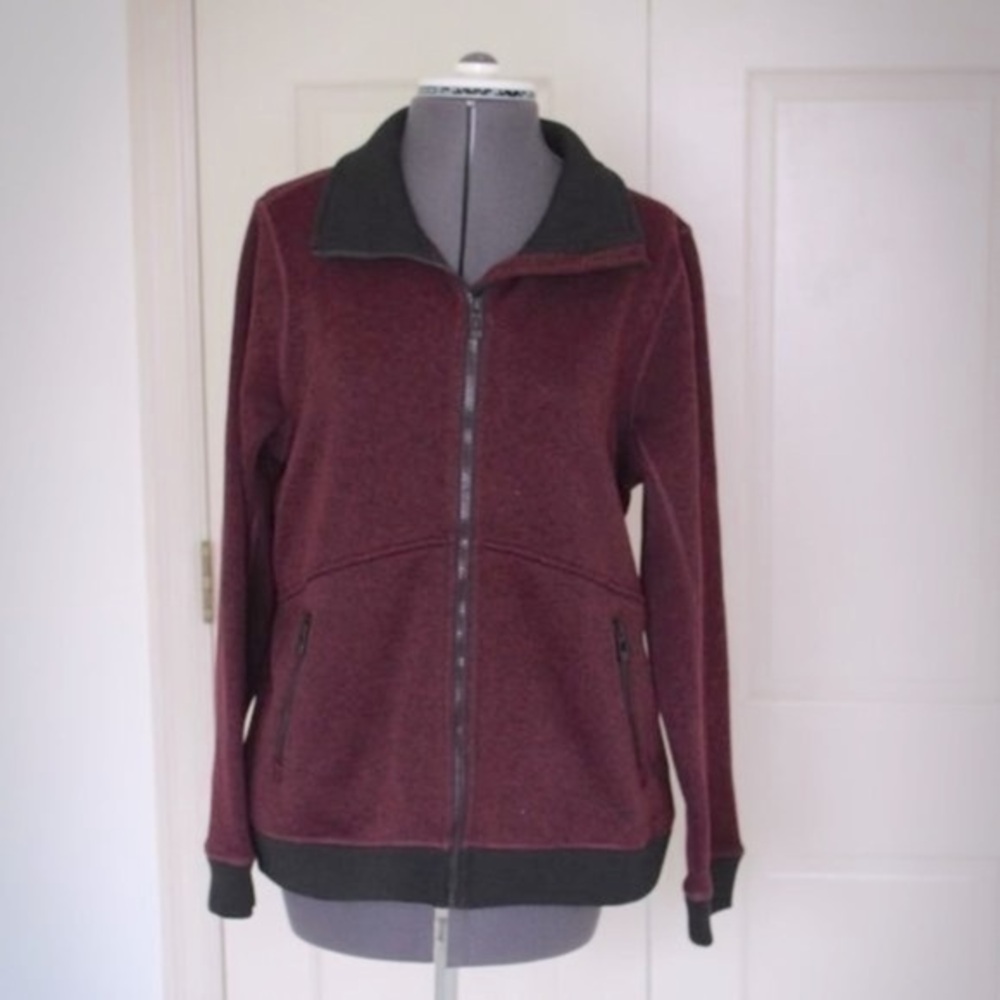 NWT Christopher & banks jacket zip up sweater/ jacket large burgundy black